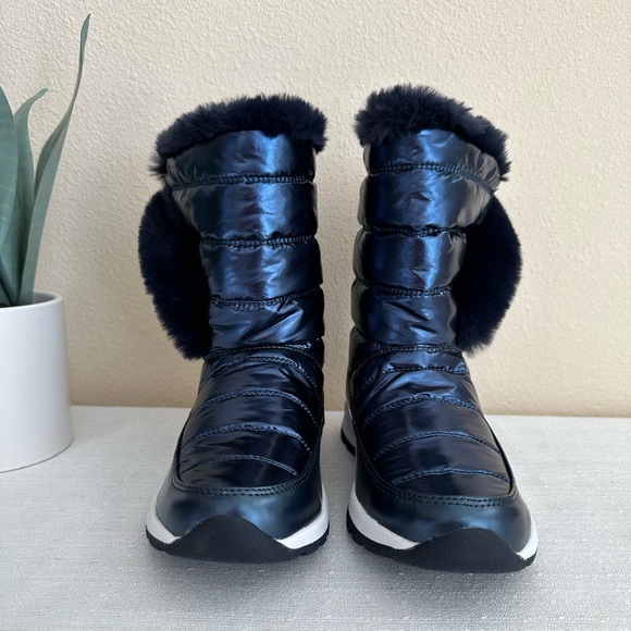 New Tony Little Cheeks Blue Faux Fur Fit Body Water-Repellent Boots Woman’s 6M - Picture 5 of 13